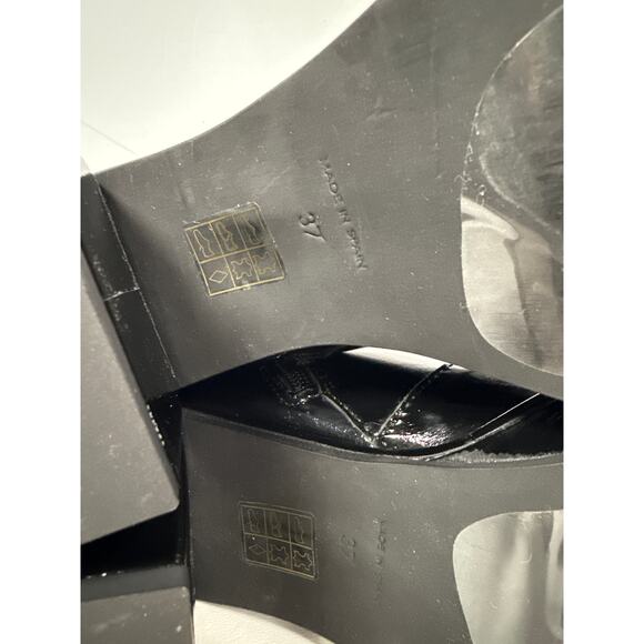 Free People Ruby Platform Boot Women's 6.5-7 EU 37 Black Patent Leather Sq Toe - Picture 9 of 11